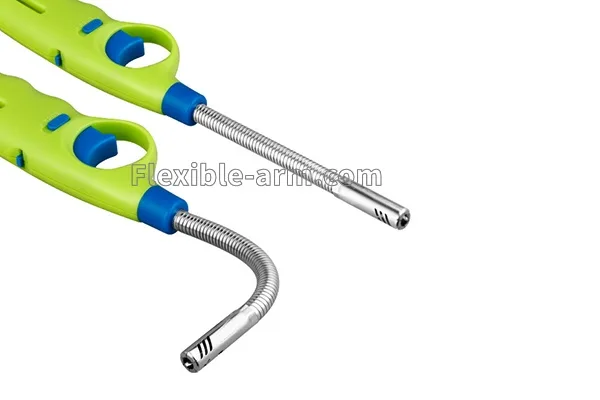 Flexible butane lighter with bendable metal gooseneck