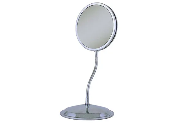 Gooseneck makeup mirror with adjustable flexible arm