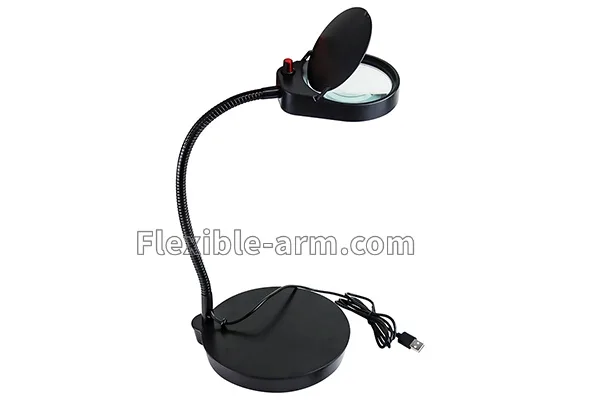 Magnifying glass stand with flexible neck using Gooseneck magnifying glass arms