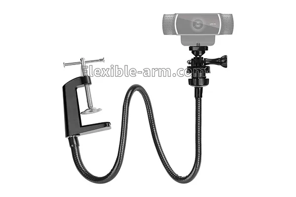 Clip-on flexible camera holder with gooseneck arm