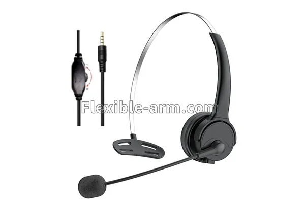 Gooseneck arm component for headphone microphone assemblies