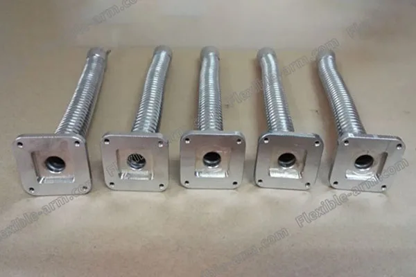 Steel flexible arms for custom adjustable gooseneck assemblies